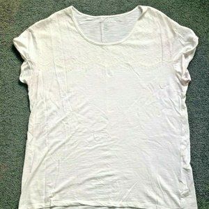 Sonoma Life + Style Women's T-Shirt XL White Floral Lace